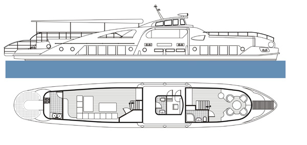 План моторной яхты Антей индивидуальной постройки - схема № 1