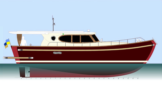 Боковой вид яхты Фридом 40 модель № 2